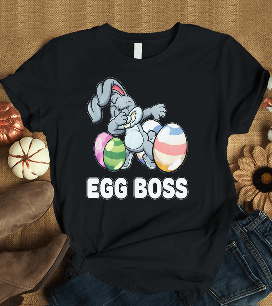 Dabbing Easter Bunny Egg Boss with Colorful Eggs T-Shirt