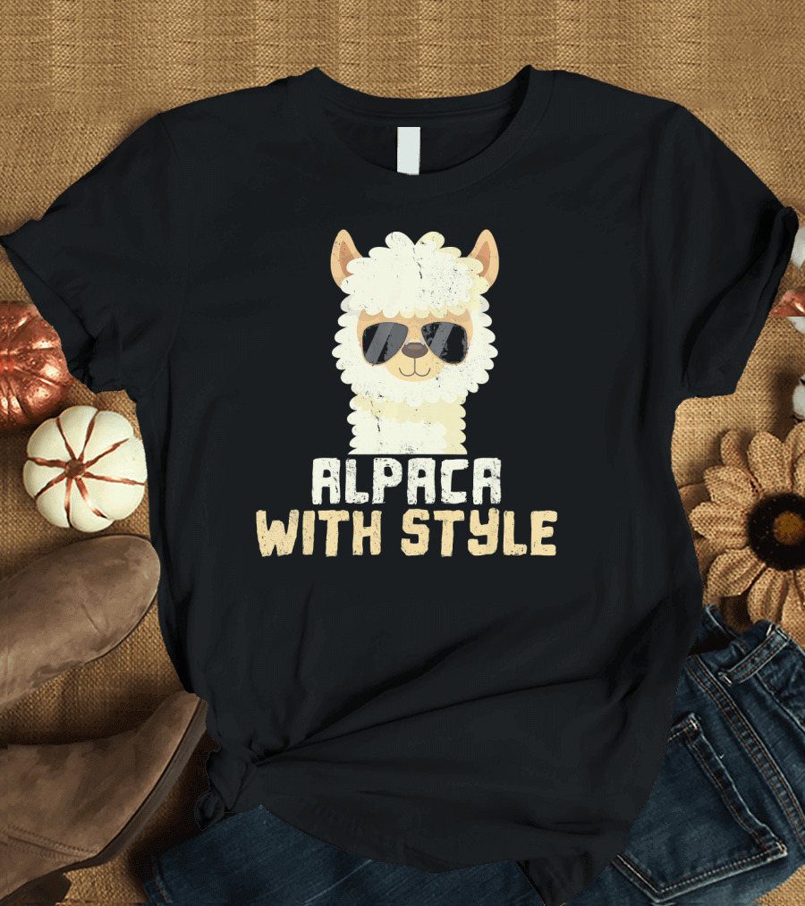 Alpaca with Style Cool Alpacas with Sunglasses T-Shirt