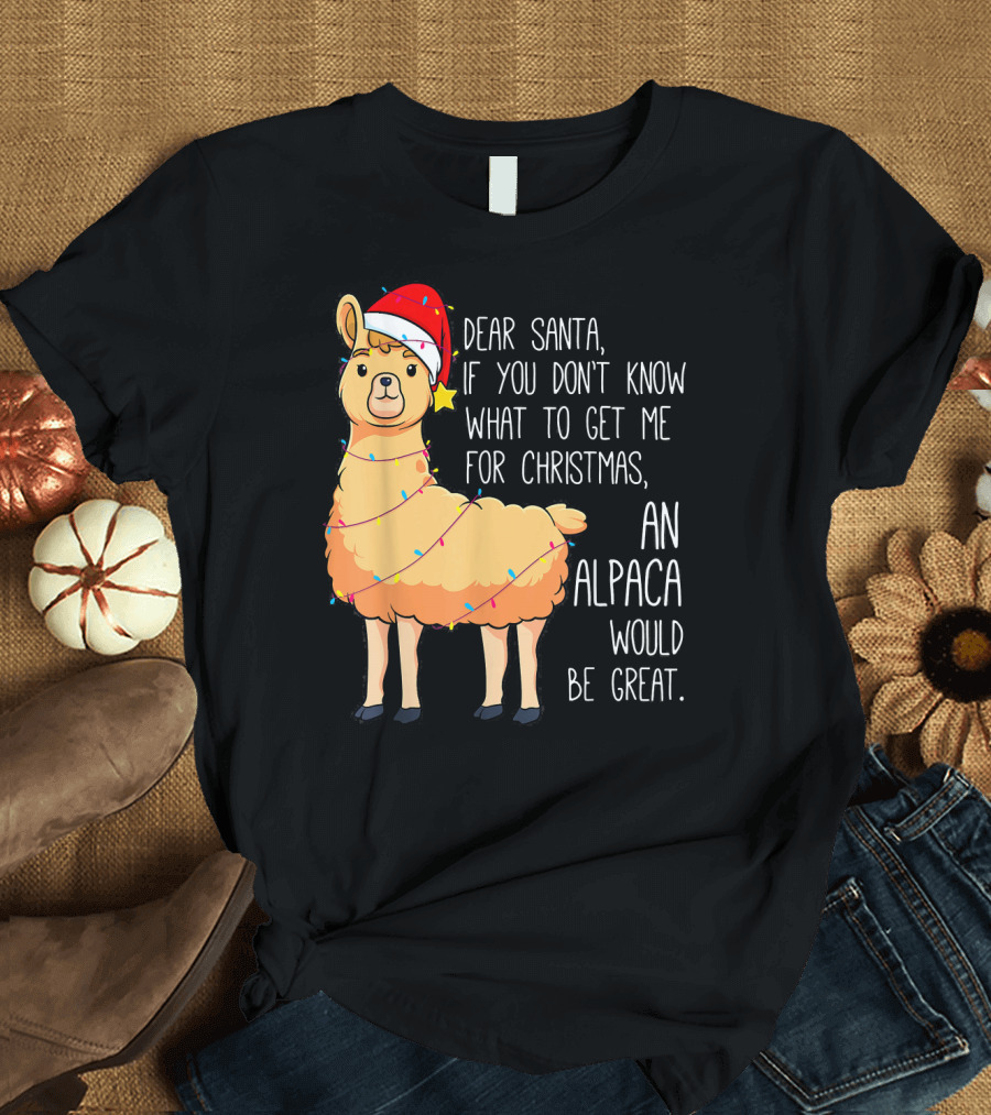Dear Santa If You Don't Know What to Get Me for Christmas an Alpaca Would Be Great Funny Llama T-Shirt