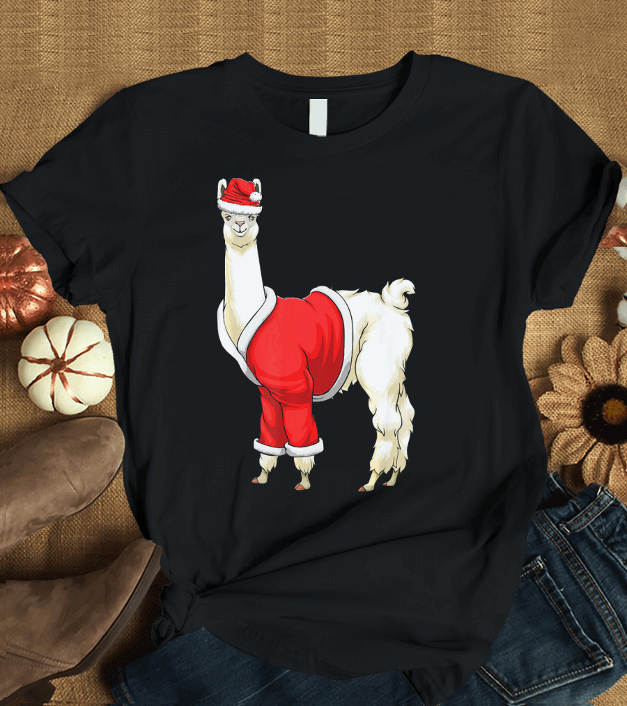 Christmas Llama Alpaca Santa Xmas Celeb Festive Holiday Suit T-Shirt