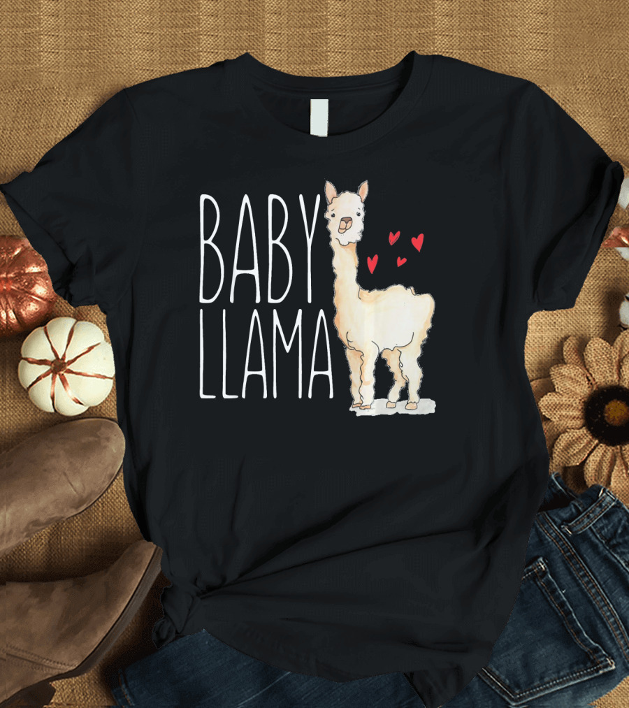 Baby Llama Cute Hearts T-Shirt