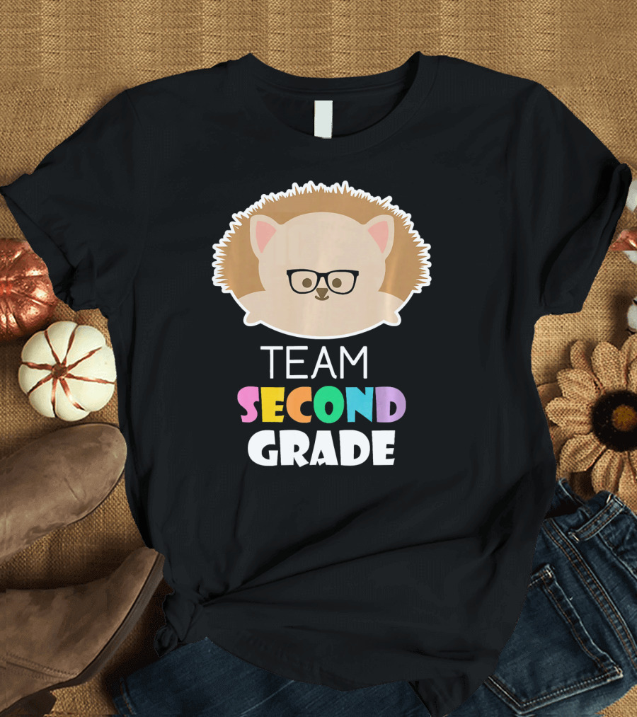 Nerdy Hedgehog Team Second Grade Back to School T-Shirt