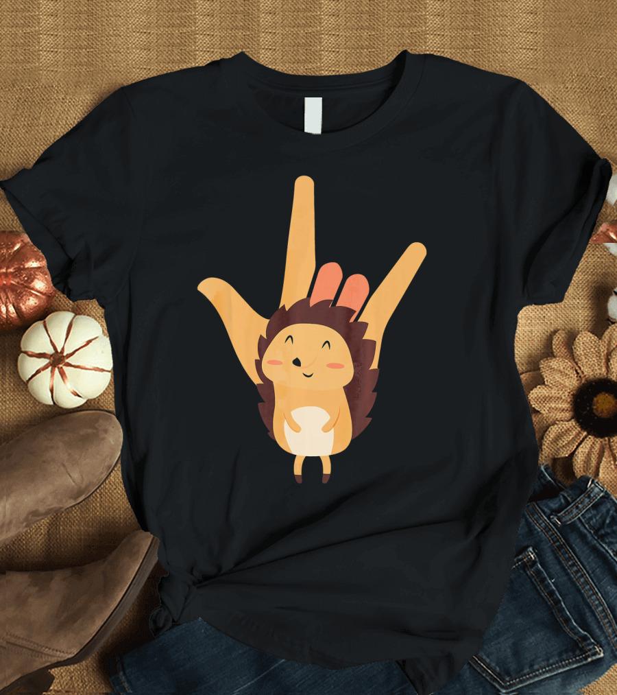 American Sign Language I Love You Hedgehog T-Shirt