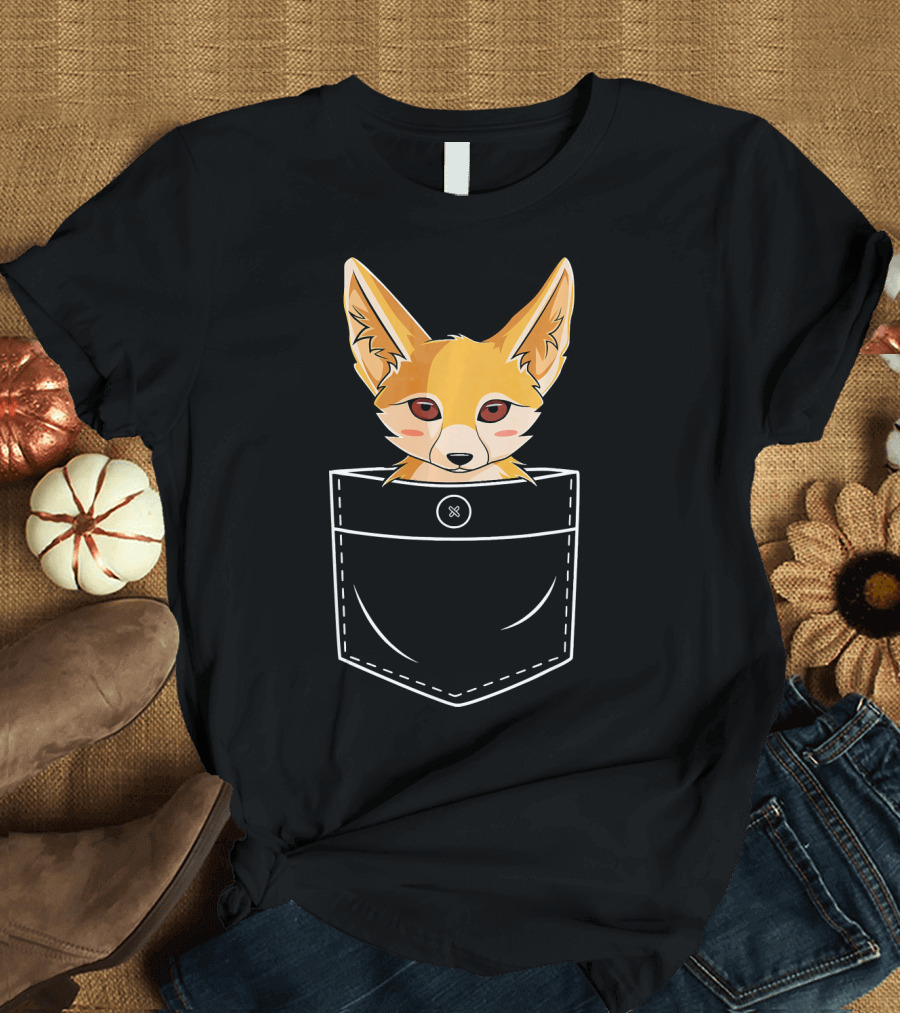 Cute Fennec Fox in Pocket Funny Fox Love T-Shirt
