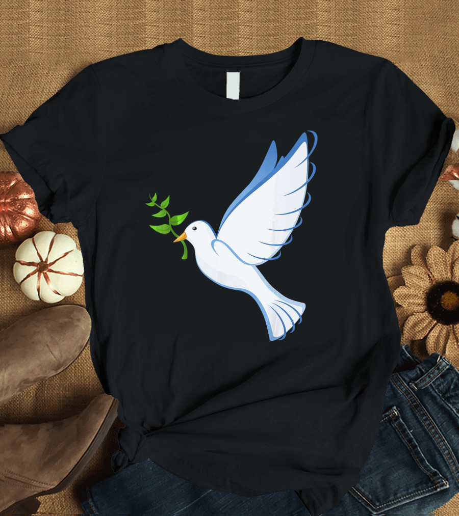 Dove Peace Love Hope Symbol Bird with Olive Branch Iconic Representation T-Shirt
