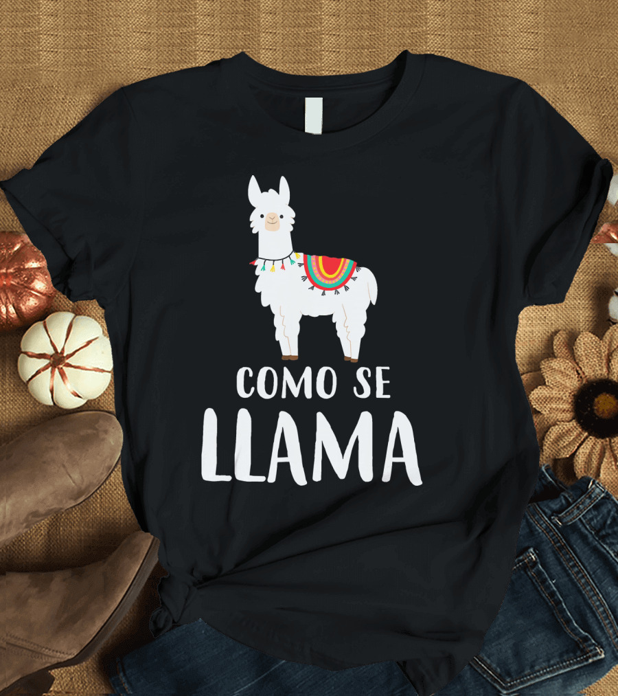 Como Se Llama Cinco De Mayo Llama with Colorful Blanket T-Shirt