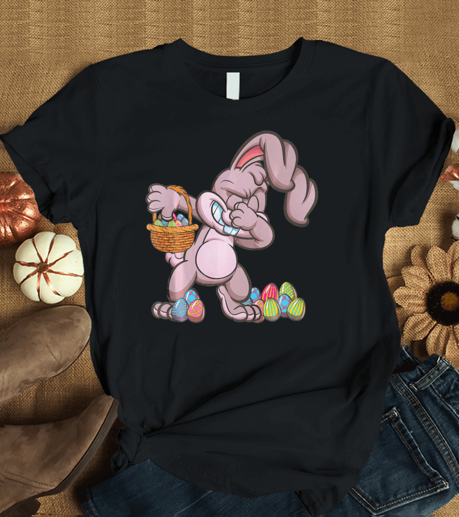 Funny Happy Easter Dabbing Bunny with Basket of Eggs T-Shirt