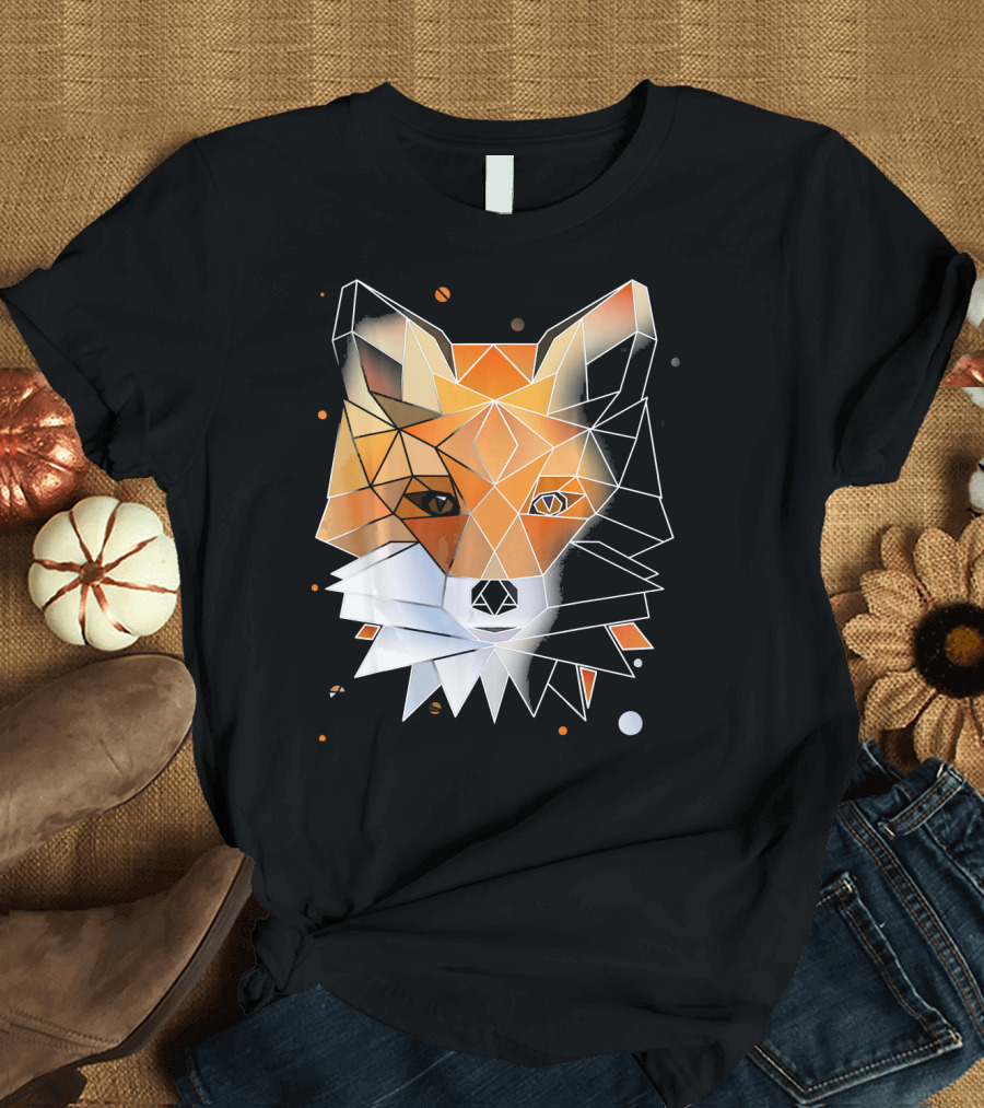Geometric Fox Polygon Wild Abstract Animal T-Shirt