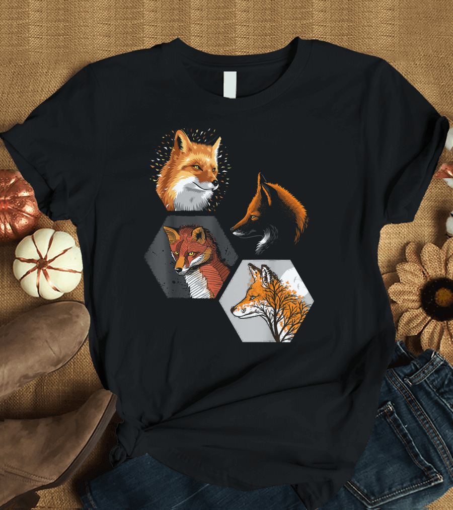 Exagon Fox Style Hexagonal Art Foxes T-Shirt