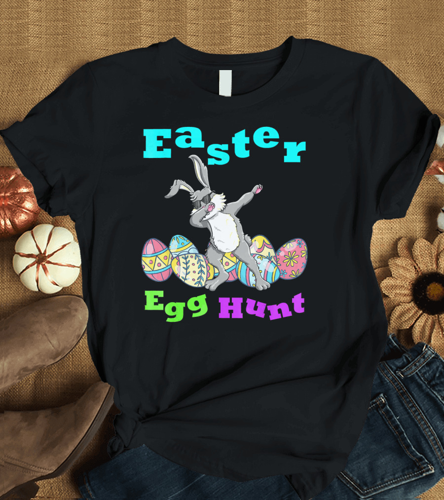 Easter Egg Hunt Dabbing Bunny with Colorful Easter Eggs T-Shirt