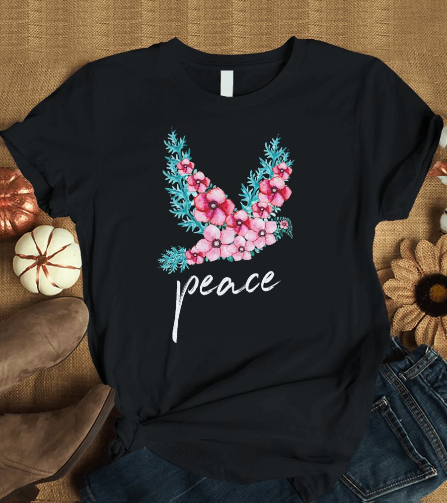 Peace Floral Dove Kindness and Love Iconic Nature T-Shirt
