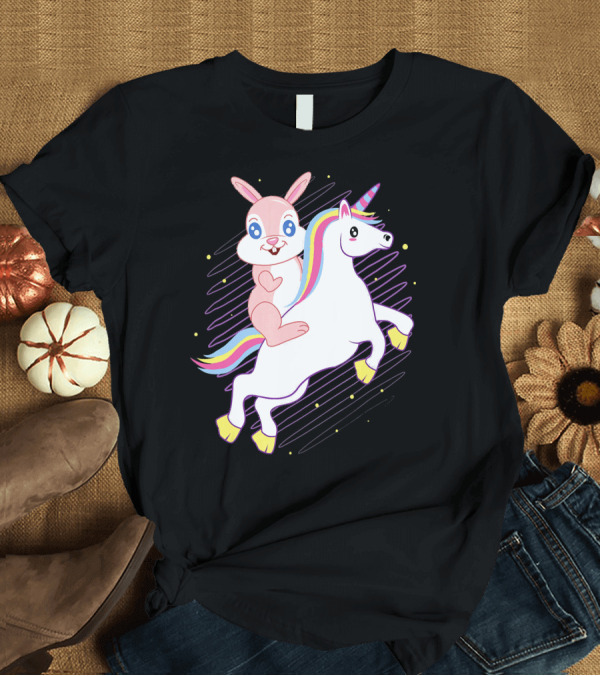 T-Shirt: Easter Bunny Riding Rainbow Unicorn Mythical Adventure T-Shirt Easter Bunny Riding Rainbow Unicorn Mythical Adventure T-Shirt