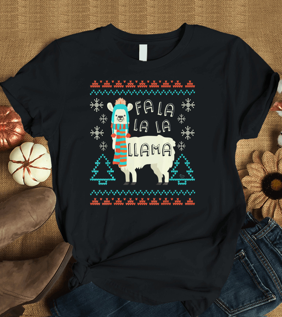 Fa La La La Llama Funny Llama ChristmasStyle Alpa T-Shirt