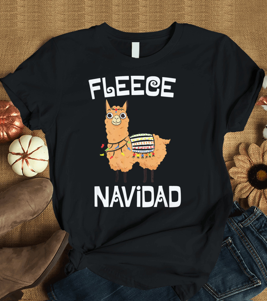 Fleece Navidad Cute Funny Llama Alpaca Christmas T-Shirt