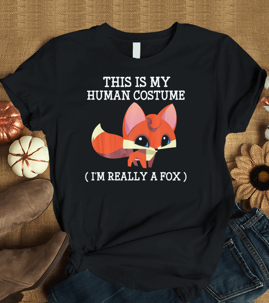 This Is My Human Costume I'm Really A Fox Cute Boy Halloween T-Shirt