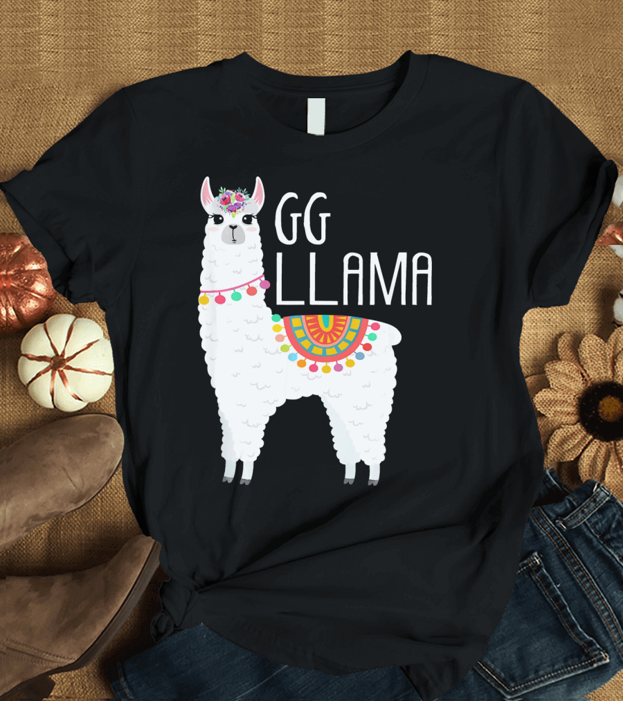 GG Llama with Colorful Blanket and Flower Crown T-Shirt