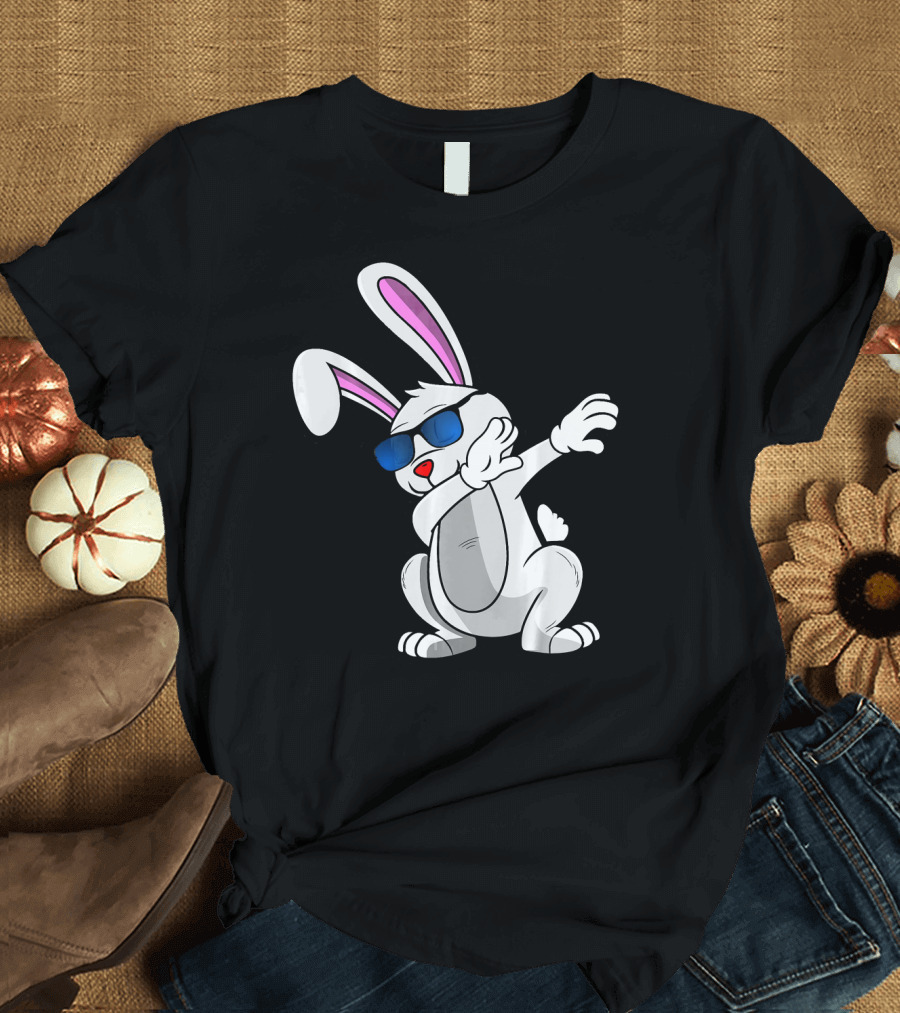 Easter Bunny Dabbing Cool Sunglasses Easter Day T-Shirt