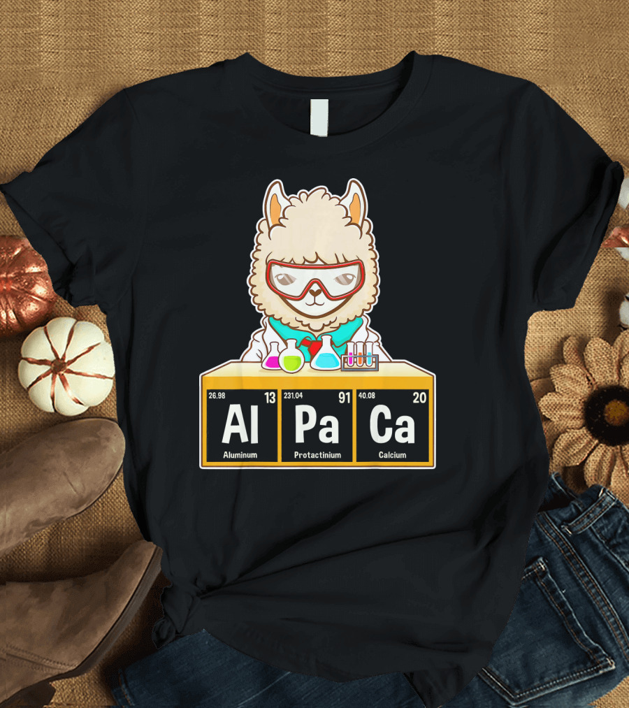 Love Llama Awesome Alpaca Aluminum Protactinium Calcium Periodic Table T-Shirt