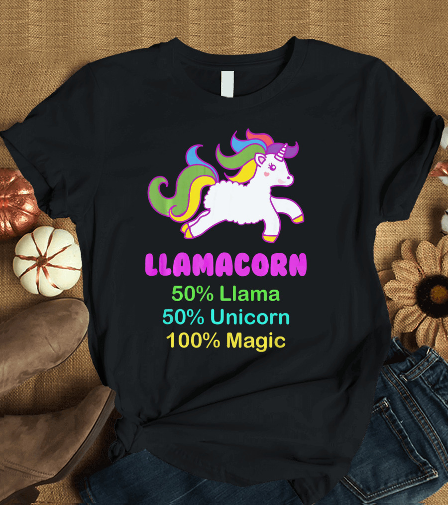 Llamacorn 50% Llama 50% Unicorn 100% Magic Rainbow Elements T-Shirt
