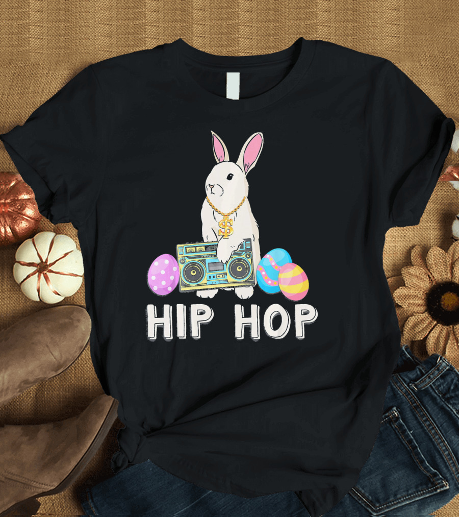 Hip Hop Bunny Dollar Chain Boombox Easter Eggs T-Shirt