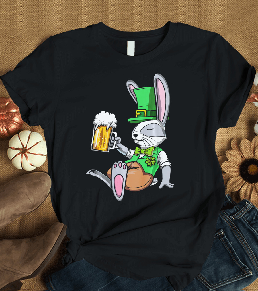 Leprechaun Rabbit St Patricks Bunny Beer Green Hat Shamrock Mug T-Shirt