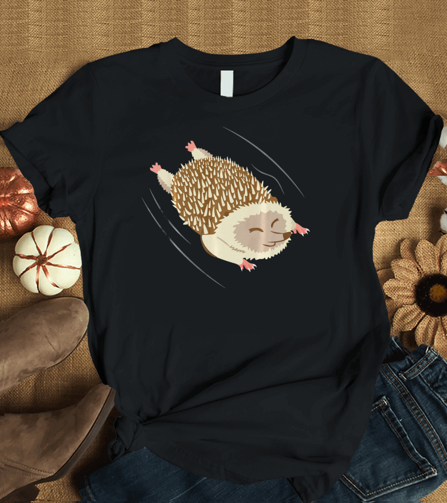 Kids Hedgehog Sliding Down Clothes Fun Playful Animal T-Shirt