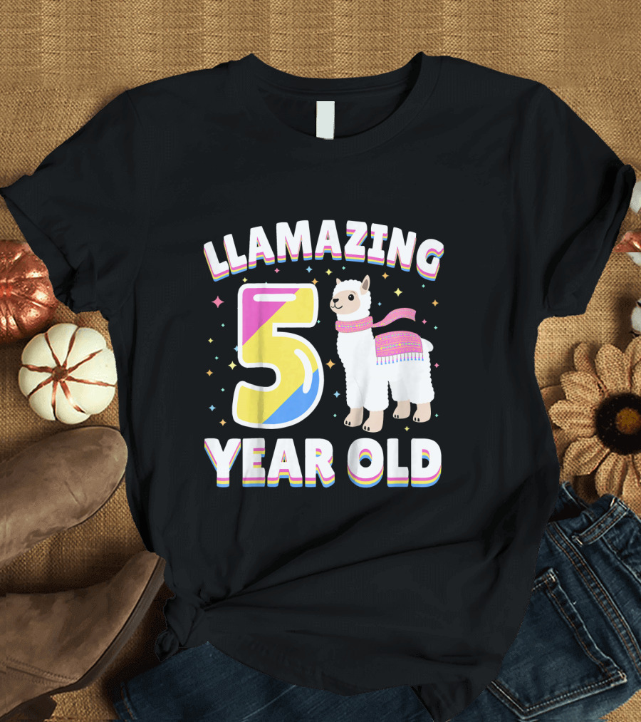 Llamazing 5 Year Old Birthday Llama Fifth Year T-Shirt