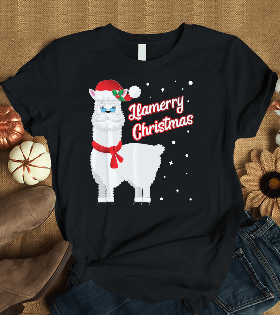 Llama Llamerry Christmas Santa Cla Holiday Festive T-Shirt