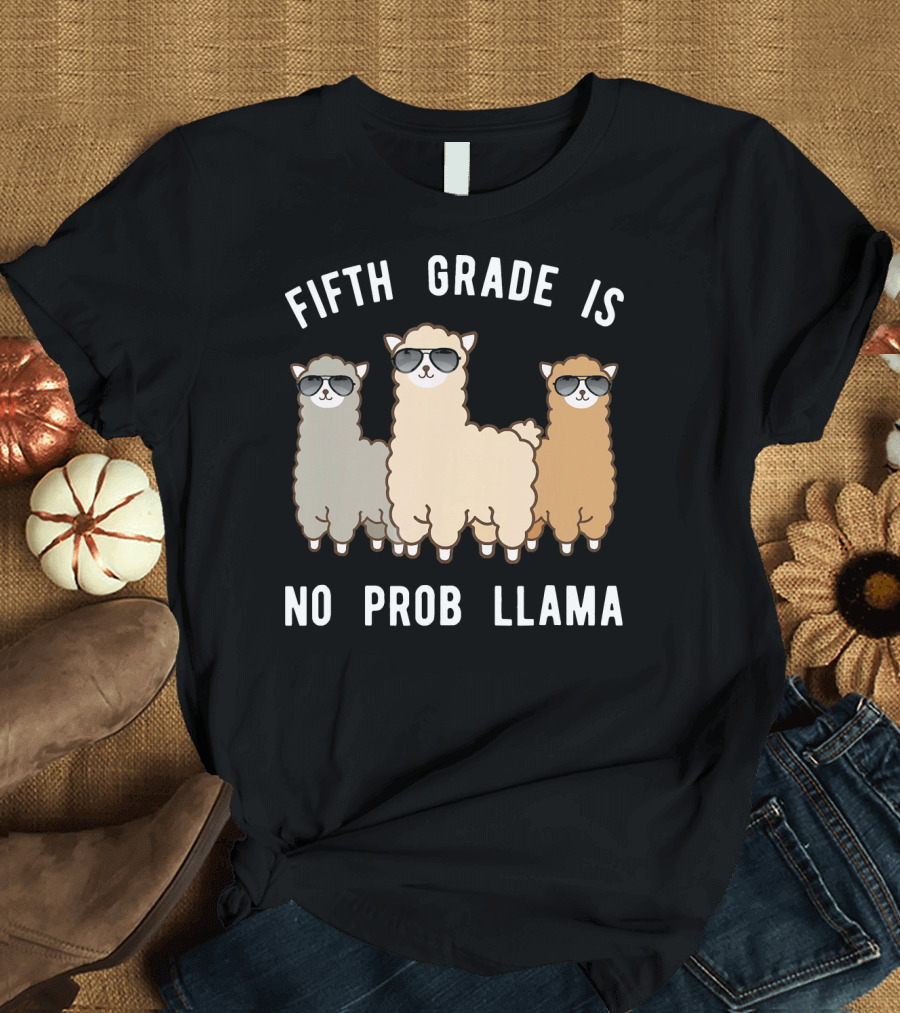 Fifth Grade Is No Prob Llama Sunglasses Trio T-Shirt