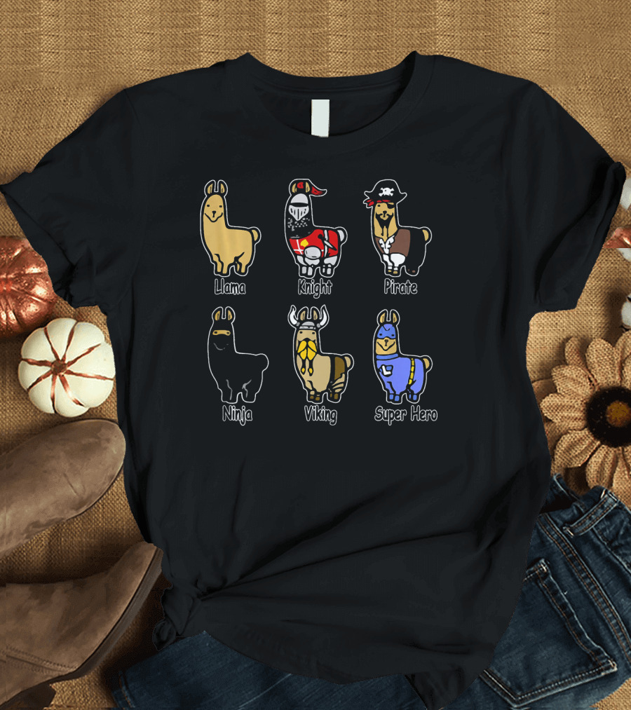 Llama Knight Pirate Ninja Viking Super Hero T-Shirt