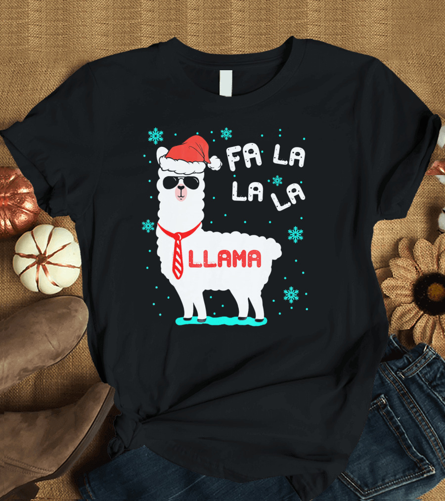 Llama Christmas FA LA LA LA T-Shirt