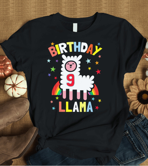 T-Shirt: Birthday Llama 9 T-Shirt Birthday Llama 9 T-Shirt