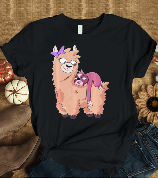 T-Shirt: Sloth with Purple Bow on Llama Cute Animal T-Shirt Sloth with Purple Bow on Llama Cute Animal T-Shirt
