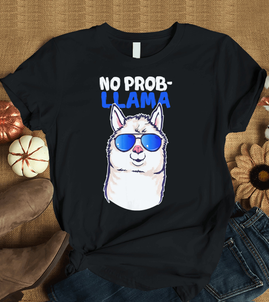 No Prob Llama Alpaca Sunglasses T-Shirt
