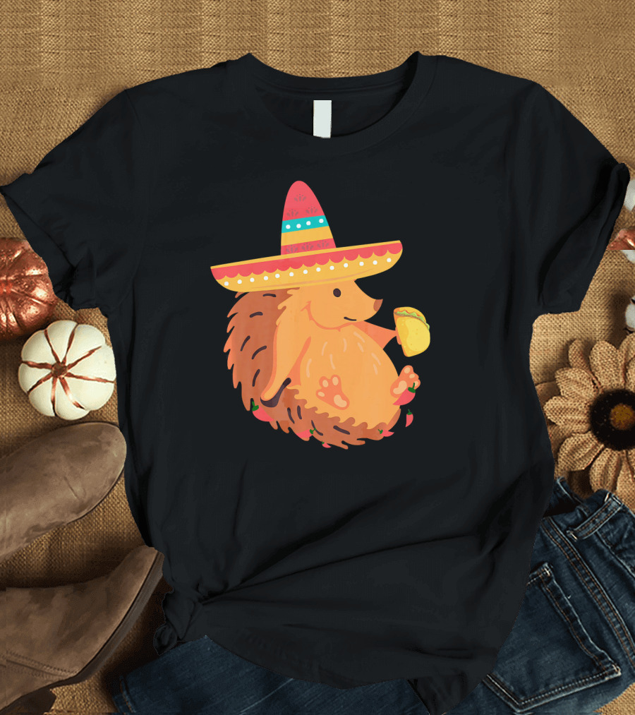 Sombrero Hedgehog with Taco and Mexican T-Shirt