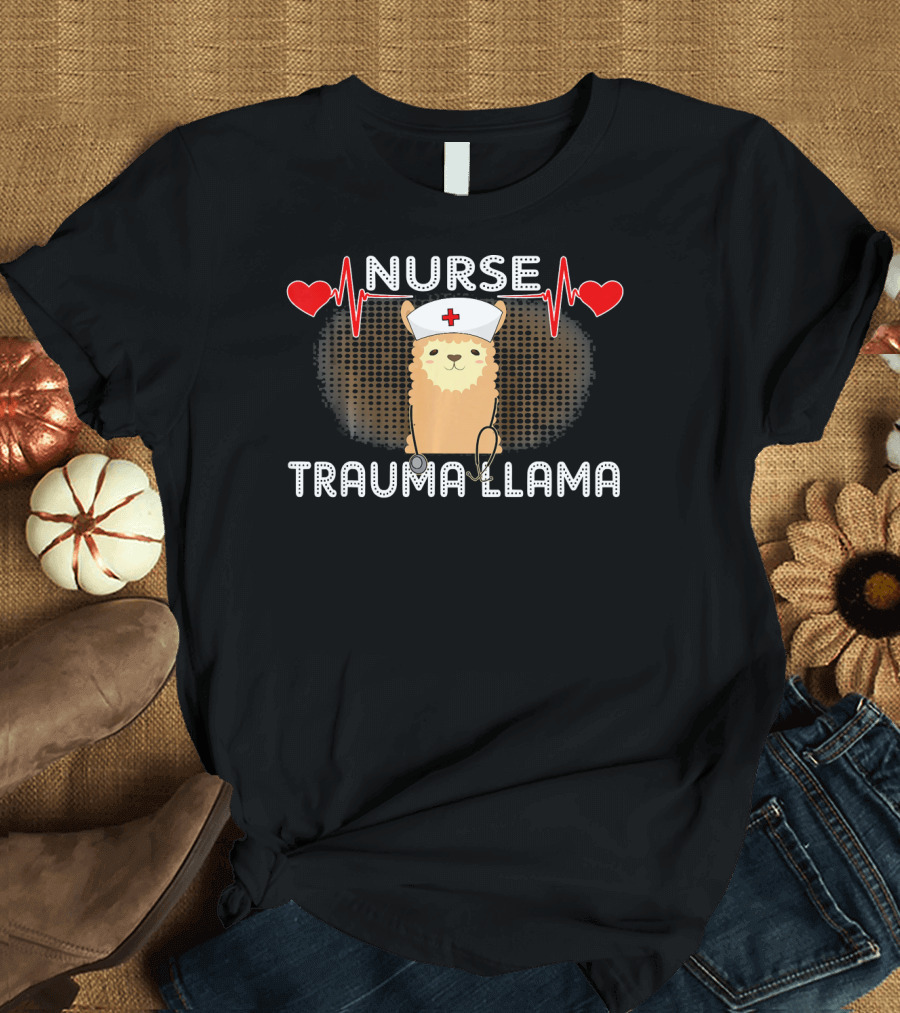 Nurse Trauma Llama Heartbeat Funny Nurse T-Shirt