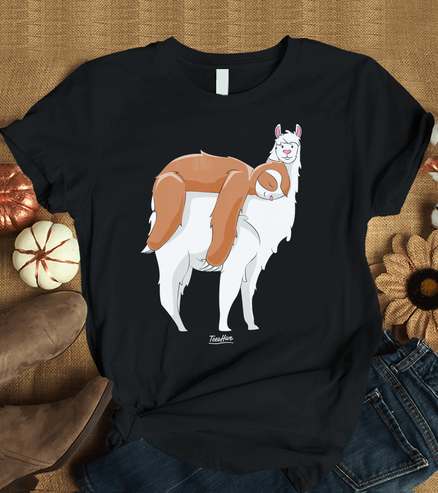 Sloth Riding Llama Love TeeHive Llama Lover T-Shirt