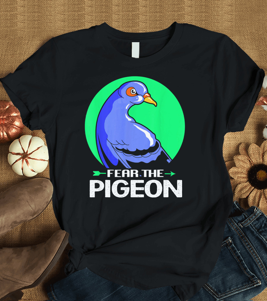 Fear The Pigeon Arrows Bold Green Circle T-Shirt