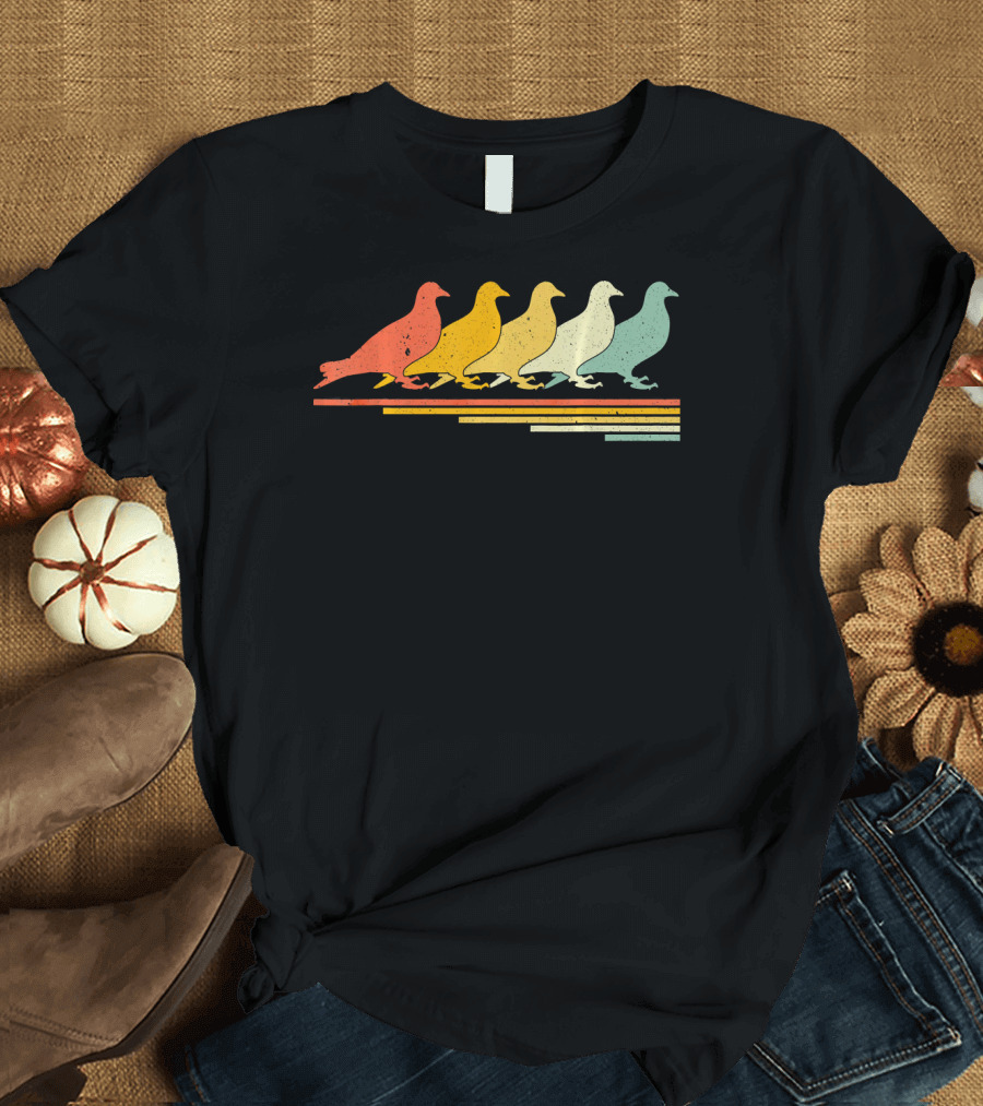 Pigeon Retro Vintage 70s 80s Colorful T-Shirt