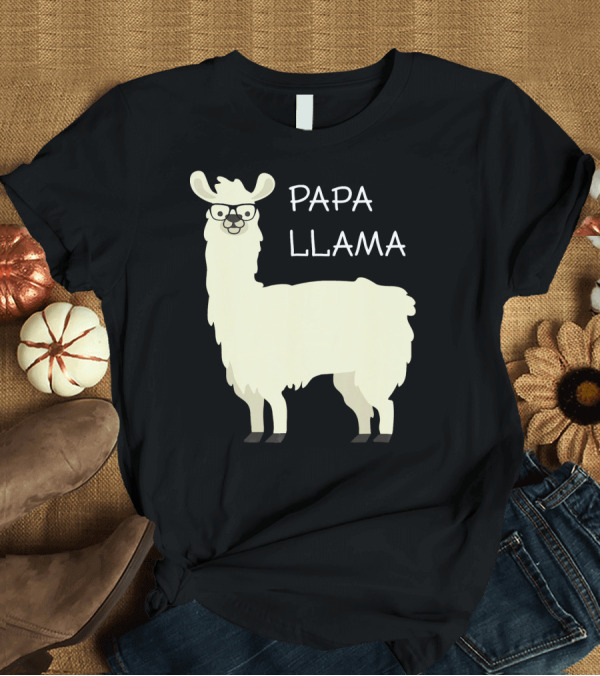T-Shirt: Papa Llama Wearing Glasses Cool T-Shirt Papa Llama Wearing Glasses Cool T-Shirt