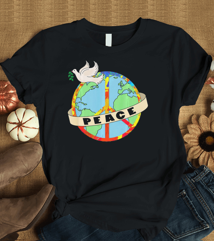 World Peace Dove Earth Peace Sign T-Shirt