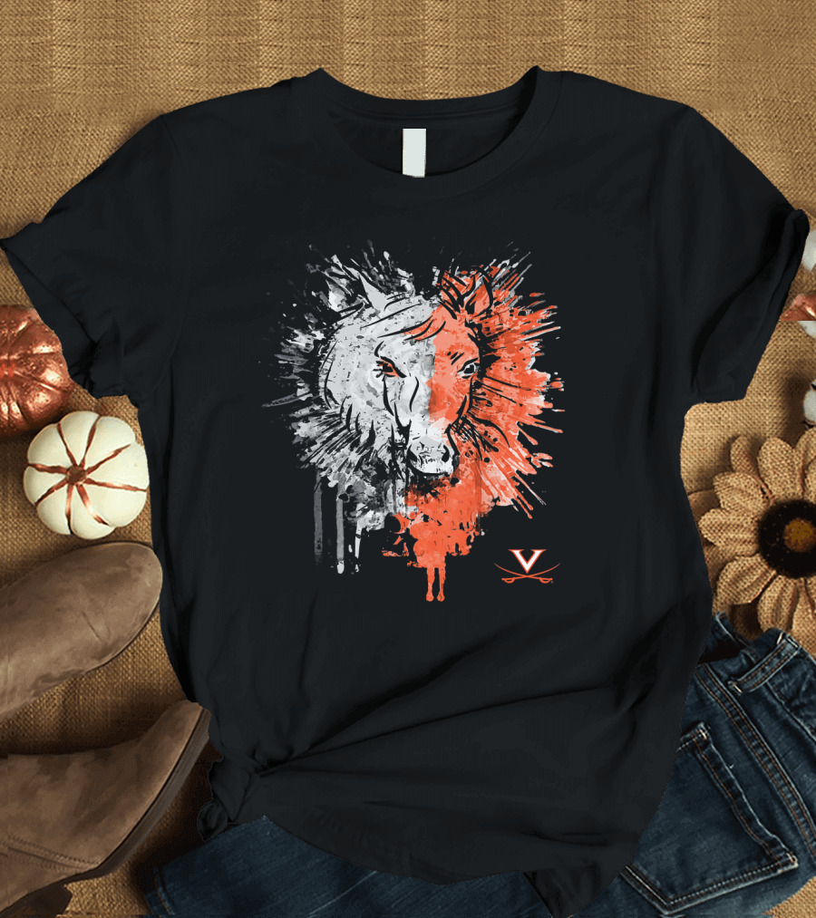 Virginia Cavaliers Horse Half Face Hor V Logo Painting T-Shirt