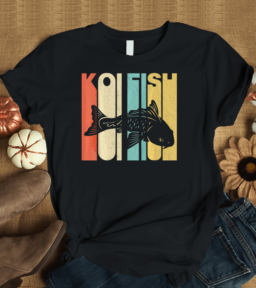 Vintage Retro Koi Fish Bold Multicolor Typography T-Shirt