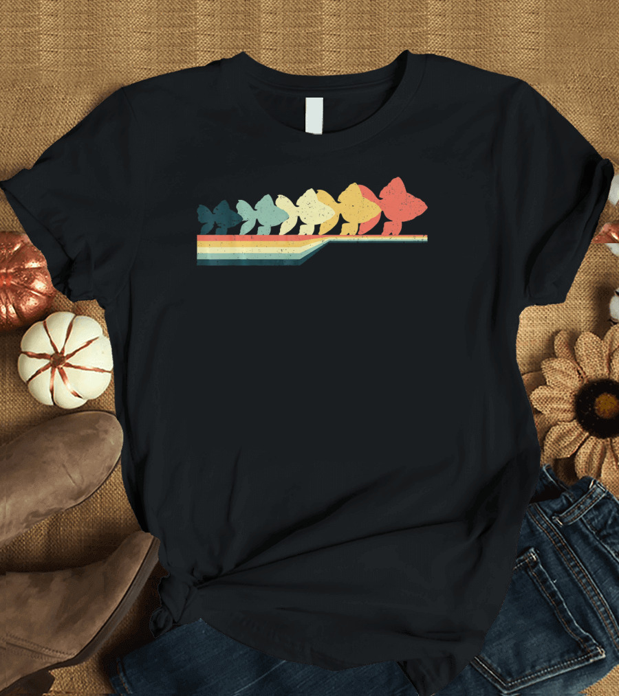 Vintage Retro GOLDFISH Lover Rainbow T-Shirt