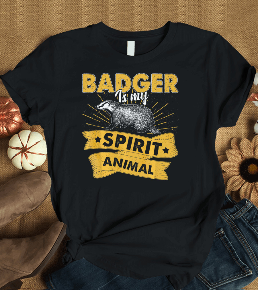 Badger Is My Spirit Animal Sunburst Badger T-Shirt