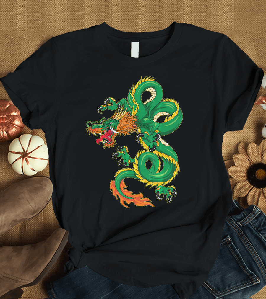 Cool Green Chinese Dragon Mythical Beast T-Shirt
