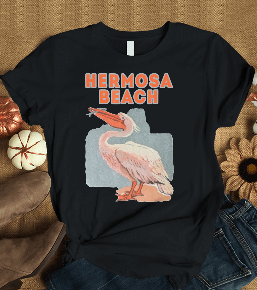 Hermosa Beach California Retro Pelican Holiday T-Shirt