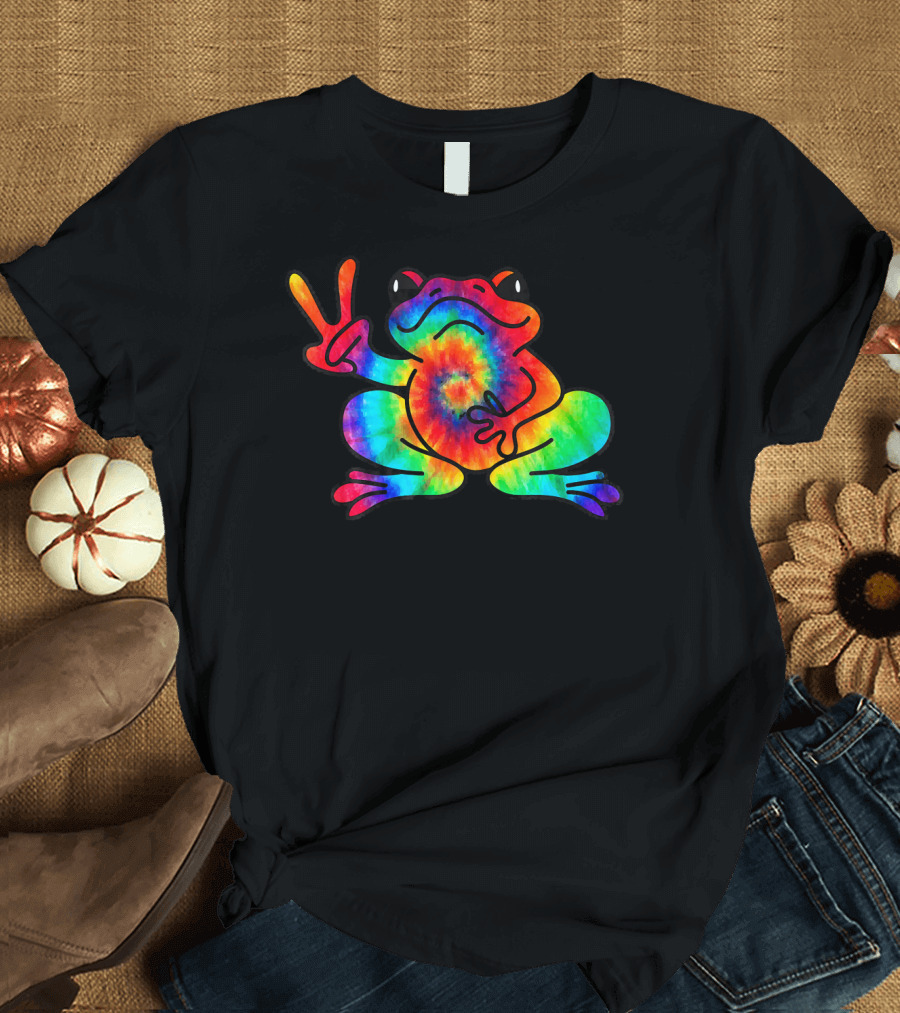 Colorful Peace Frog Tie Dye Vibrant T-Shirt