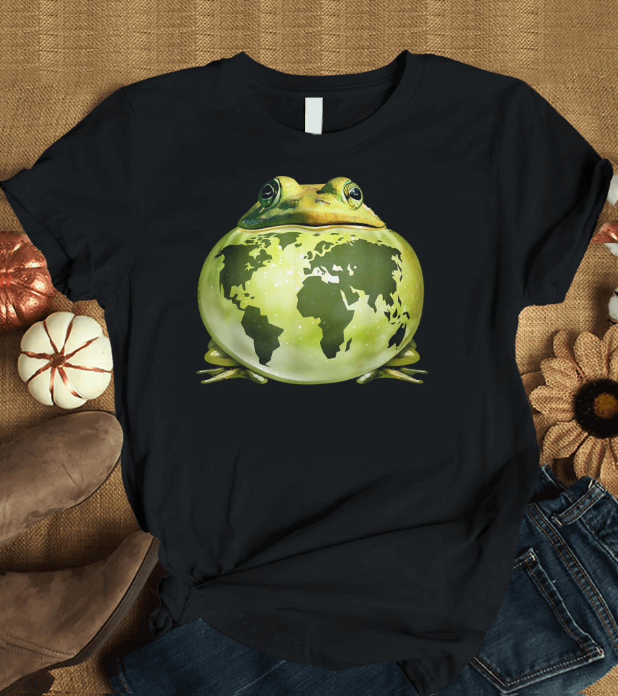 Clean Planet Save the Earth World Map Frog T-Shirt