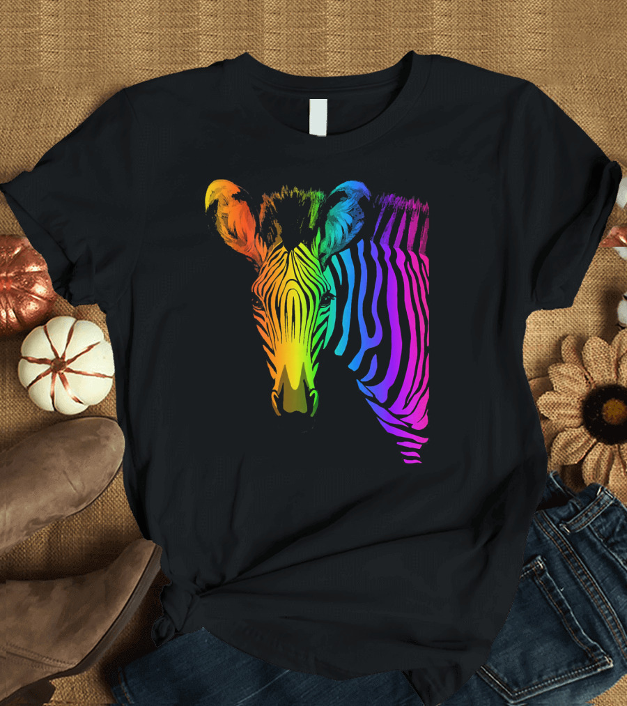 Beautiful Rainbow Zebra Animal Colorful T-Shirt